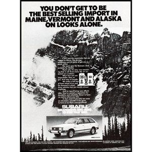 1981 Subaru 4wd Wagon Vintage Print Ad Snow Rocky Mountains Alaska Maine Vermont